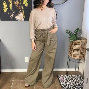 NWT Blanknjc high waisted olive paper bag waist  pants size 30